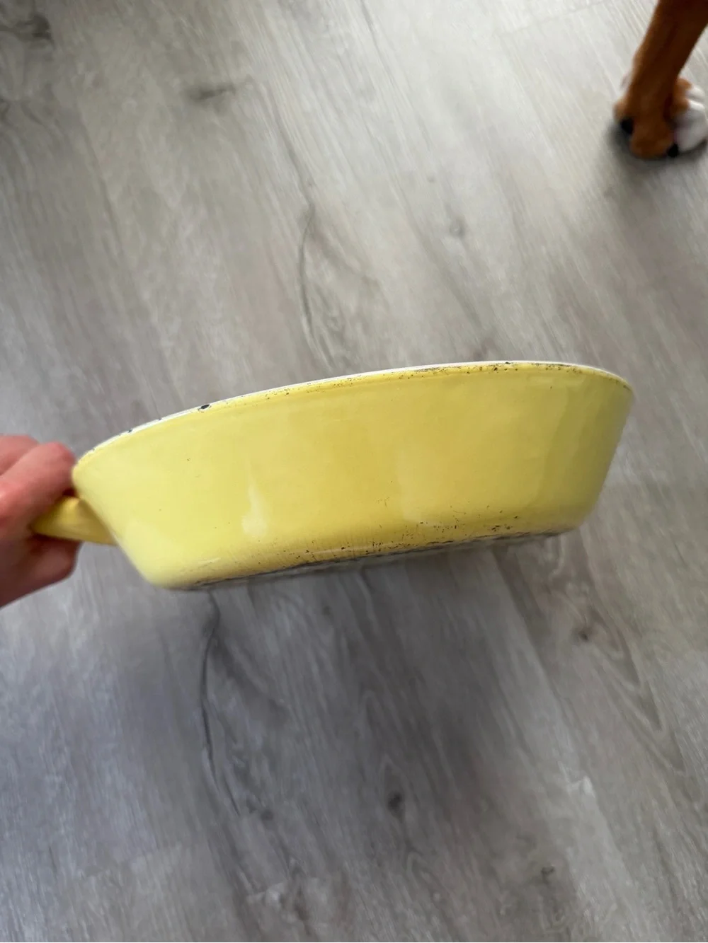 Vintage Le Creuset Elysees Yellow Sauté Pan with Wooden Handle